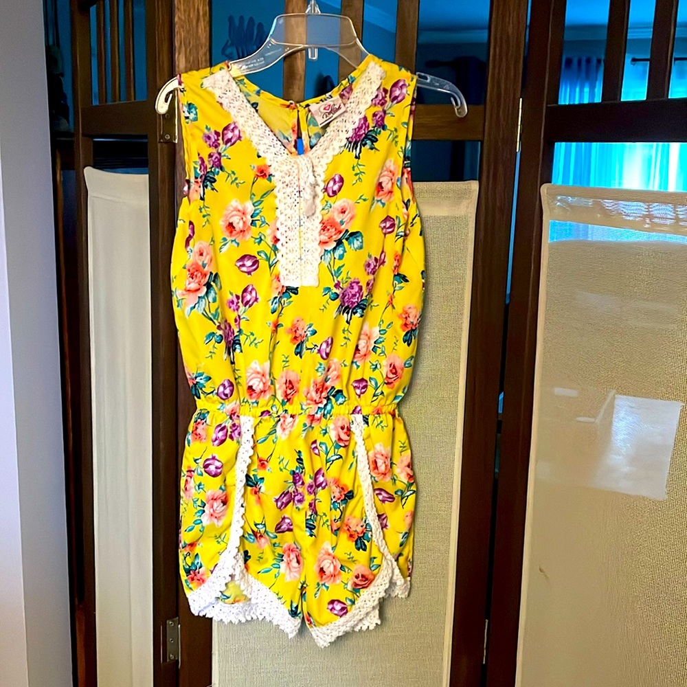 Real Love Yellow flowered romper